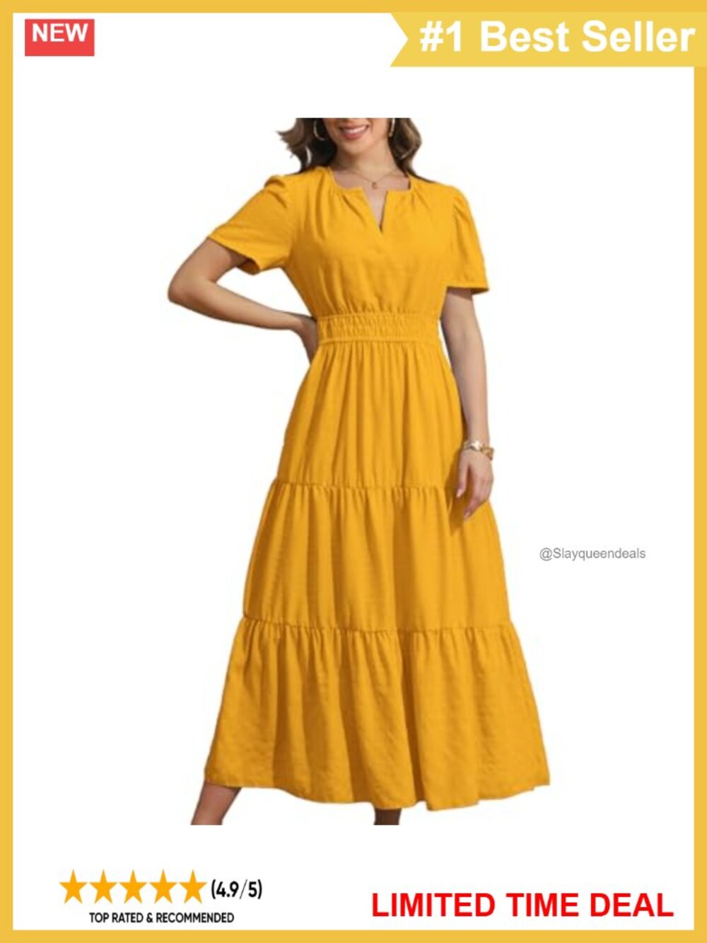 Women's Maxi Dress Short Sleeve V-Neck A-Line with Pockets
